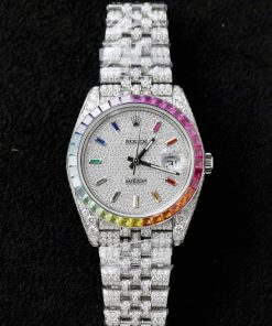 Rolex DateJust Replica Watch Custom Moissanite Diamonds Jubilee Strap 41mm (11)