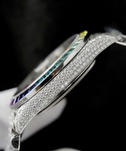 Rolex DateJust Replica Watch Custom Moissanite Diamonds Jubilee Strap 41mm (11)