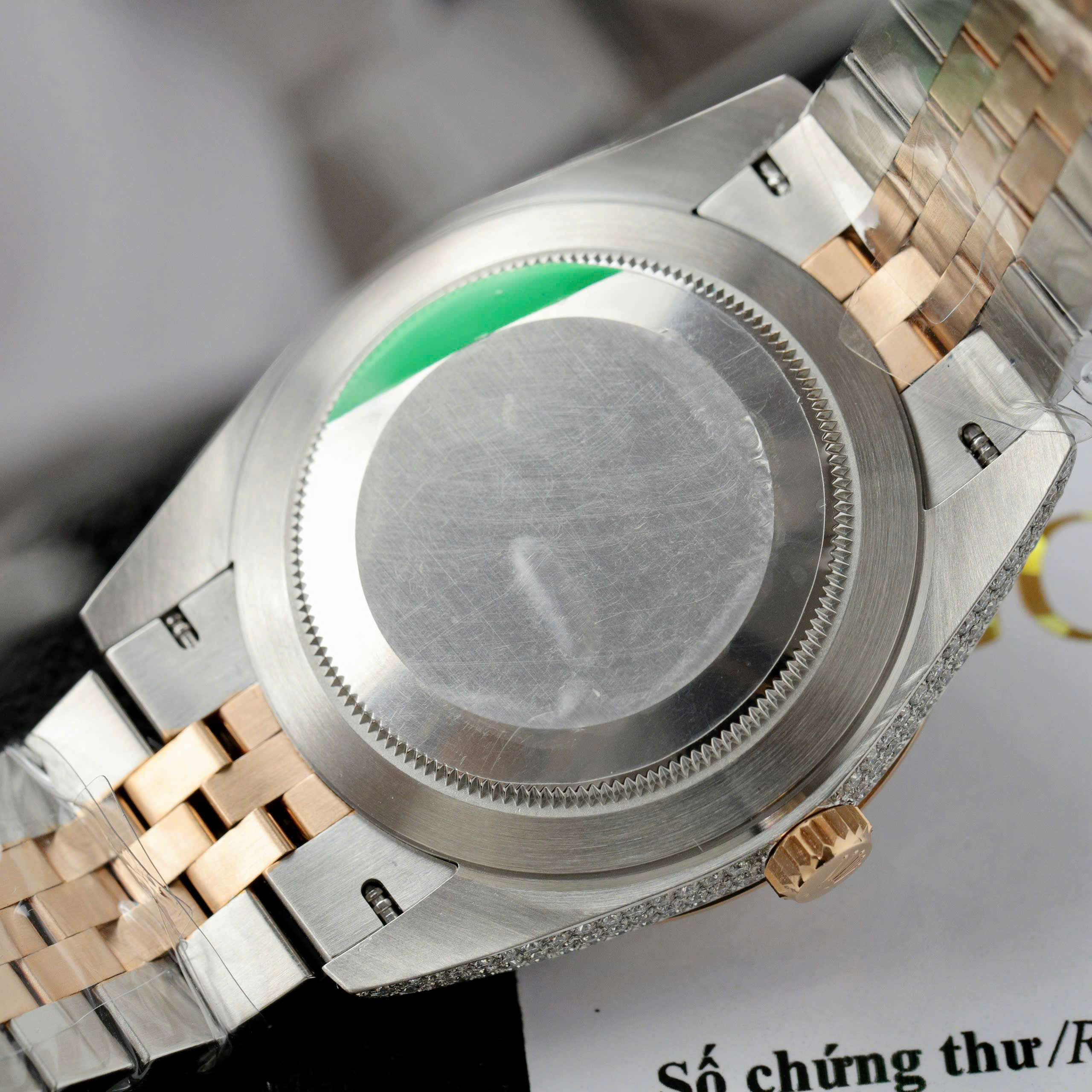 Rolex DateJust Replica Watch Dial Chocolate Custom Gold Wrapped + Moissanite Diamonds 41mm (10) Rolex DateJust Replica Watch Dial Chocolate Custom Gold Wrapped + Moissanite Diamonds 41mm (1)