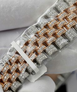 Rolex DateJust Replica Watch Dial Chocolate Custom Gold Wrapped + Moissanite Diamonds 41mm (1)