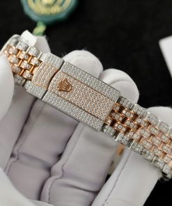 Rolex DateJust Replica Watch Dial Chocolate Custom Gold Wrapped + Moissanite Diamonds 41mm (1)