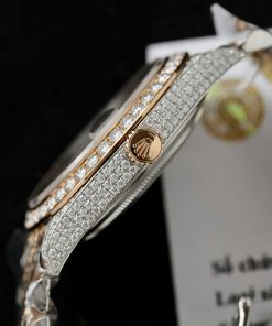 Rolex DateJust Replica Watch Dial Chocolate Custom Gold Wrapped + Moissanite Diamonds 41mm (1)