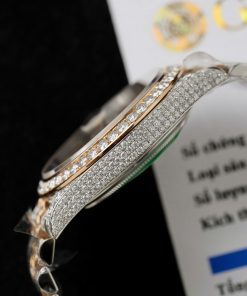 Rolex DateJust Replica Watch Dial Chocolate Custom Gold Wrapped + Moissanite Diamonds 41mm (1)