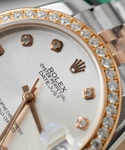 Rolex DateJust Replica Watch White Dial Custom Moissanite Diamonds 31mm (2)