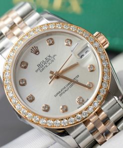 Rolex DateJust Replica Watch White Dial Custom Moissanite Diamonds 31mm (2)