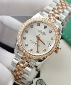 Rolex DateJust Replica Watch White Dial Custom Moissanite Diamonds 31mm (2)