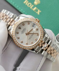 Rolex DateJust Replica Watch White Dial Custom Moissanite Diamonds 31mm (2)