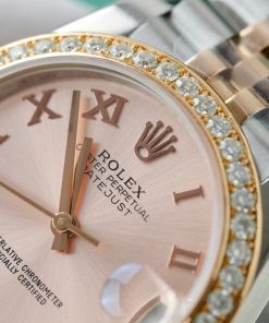 Rolex DateJust Replica Watches Pink Dial Custom Moissanite Diamonds 31mm (2)