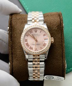 Rolex DateJust Replica Watches Pink Dial Custom Moissanite Diamonds 31mm (2)