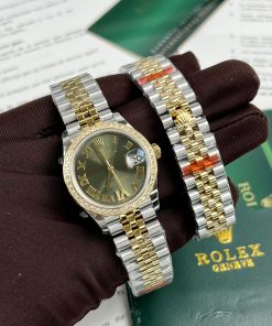 Rolex DateJust Replica Watches Women Green Dial EW Factory 31mm (1)