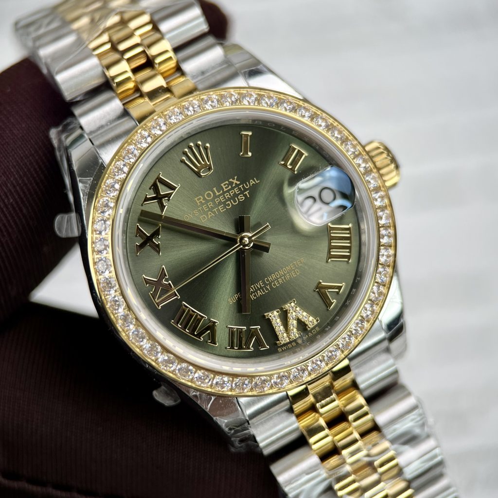 Rolex DateJust Replica Watches Women Green Dial EW Factory 31mm (1)