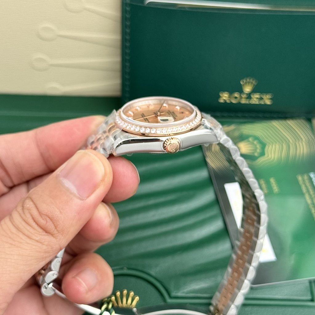 Rolex DateJust Super Fake Pink Dial Bezel Diamonds EW Factory Women's 31mm (2)