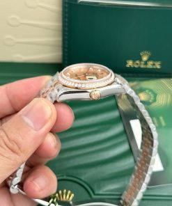 Rolex DateJust Super Fake Pink Dial Bezel Diamonds EW Factory Women's 31mm (2)