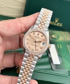 Rolex DateJust Super Fake Pink Dial Bezel Diamonds EW Factory Women's 31mm (2)