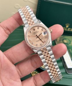 Rolex DateJust Super Fake Pink Dial Bezel Diamonds EW Factory Women's 31mm (2)