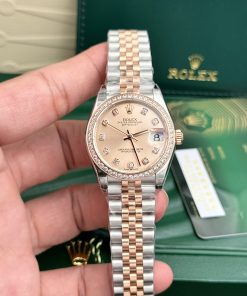 Rolex DateJust Super Fake Pink Dial Bezel Diamonds EW Factory Women's 31mm (2)