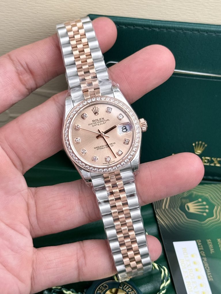 Rolex DateJust Super Fake Pink Dial Bezel Diamonds EW Factory Women's 31mm (1)