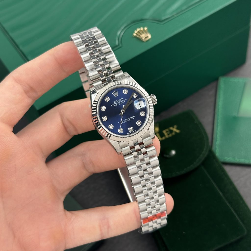 Rolex DateJust Women Blue Diamonds Dial Replica Watch EW 31mm (1)