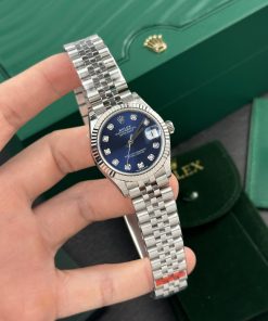 Rolex DateJust Women Blue Diamonds Dial Replica Watch EW 31mm (1)