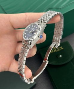Rolex DateJust Women Blue Diamonds Dial Replica Watch EW 31mm (1)
