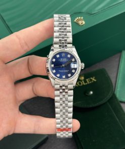 Rolex DateJust Women Blue Diamonds Dial Replica Watch EW 31mm (1)