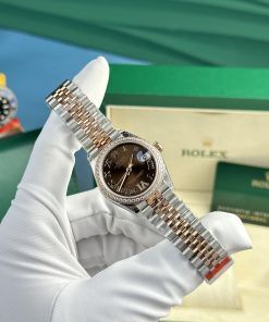 Rolex DateJust Women's Chocolate Dial Bezel CZ Diamonds EW Factory (4)