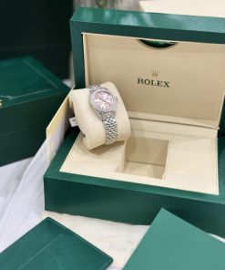 Rolex DateJust Womens Dial Pink Replica Watches Bezel Diamond Moissanite 28mm (2)