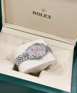Rolex DateJust Womens Dial Pink Replica Watches Bezel Diamond Moissanite 28mm (2)