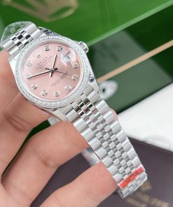 Rolex DateJust Women's Pink Dial Bezel CZ Diamonds EW Factory 31mm (3)