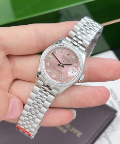 Rolex DateJust Women's Pink Dial Bezel CZ Diamonds EW Factory 31mm (3)