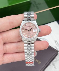 Rolex DateJust Women's Pink Dial Bezel CZ Diamonds EW Factory 31mm (3)