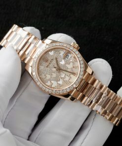 Rolex DateJust Womens Replica Watch Gold Wrapped + Moissanite Diamond Custom Hong Kong 31mm (2)
