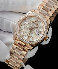 Rolex DateJust Womens Replica Watch Gold Wrapped + Moissanite Diamond Custom Hong Kong 31mm (2)