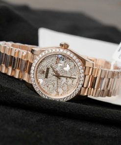 Rolex DateJust Womens Replica Watch Gold Wrapped + Moissanite Diamond Custom Hong Kong 31mm (2)