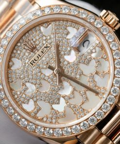 Rolex DateJust Womens Replica Watch Gold Wrapped + Moissanite Diamond Custom Hong Kong 31mm (2)
