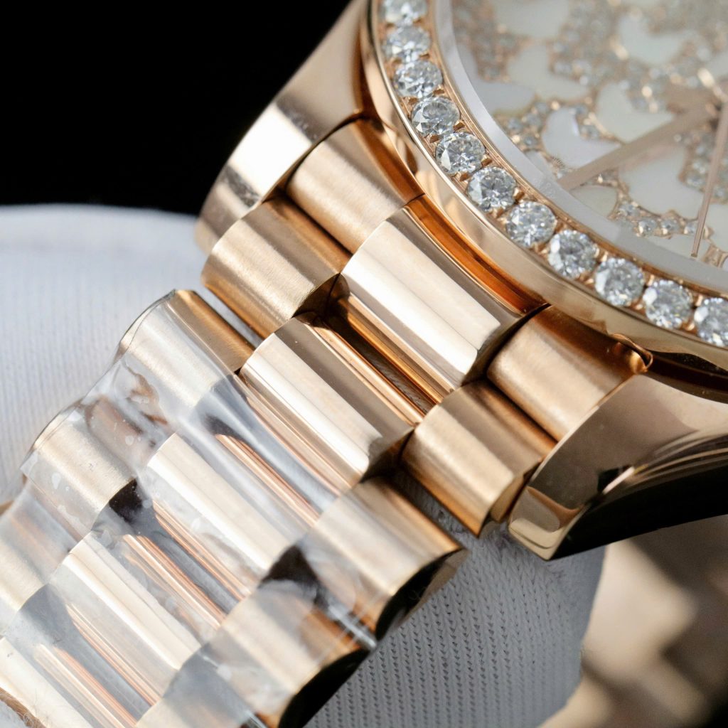 Rolex DateJust Womens Replica Watch Gold Wrapped + Moissanite Diamond Custom Hong Kong 31mm (2)