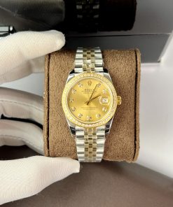 Rolex DateJust Yellow Champagne Dial Bezel Diamonds Women's 31mm