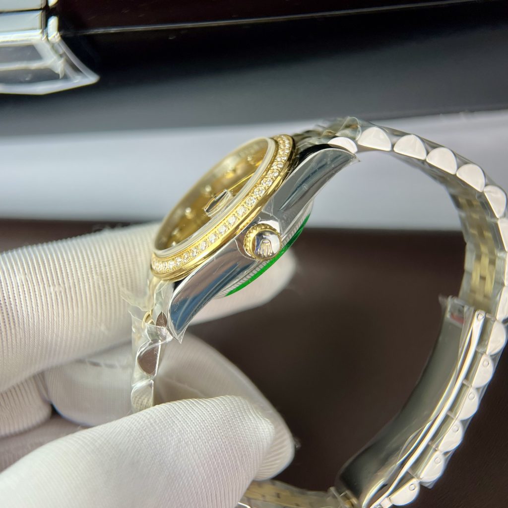 Rolex DateJust Yellow Champagne Dial Bezel Diamonds Women's 31mm