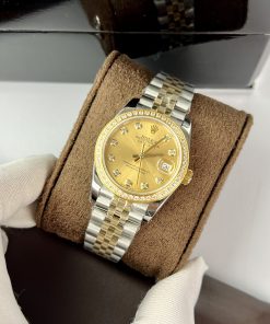 Rolex DateJust Yellow Champagne Dial Bezel Diamonds Women's 31mm