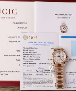 Rolex Day-Date 128235 18K Gold Wrapped Custom Meteorite Dial & Moissanite Diamonds 36mm (1)