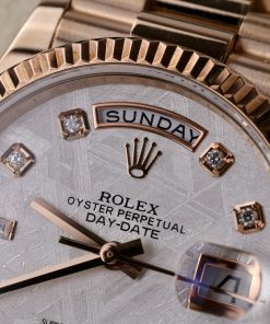 Rolex Day-Date 128235 18K Gold Wrapped Custom Meteorite Dial & Moissanite Diamonds 36mm (1)