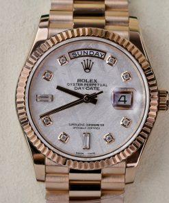 Rolex Day-Date 128235 18K Gold Wrapped Custom Meteorite Dial & Moissanite Diamonds 36mm (1)