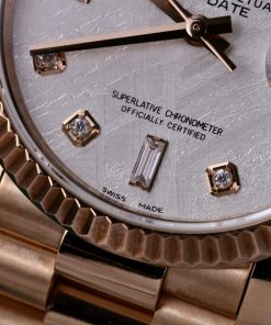 Rolex Day-Date 128235 18K Gold Wrapped Custom Meteorite Dial & Moissanite Diamonds 36mm (1)