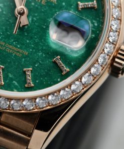 Rolex Day-Date 128235 Green Aventurine Dial Gold Wrapped & Moissanite (11)