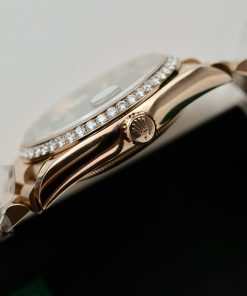 Rolex Day-Date 128235 Green Aventurine Dial Gold Wrapped & Moissanite (11)
