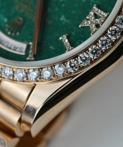 Rolex Day-Date 128235 Green Aventurine Dial Gold Wrapped & Moissanite (11)