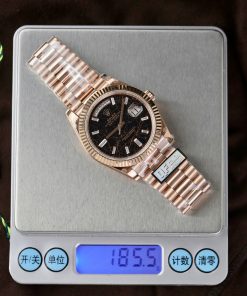 Rolex Day-Date 128235 Replica Watch Dial Eisenkiesel Gold Wrapped Weight 185 Grams QF 40mm (2)