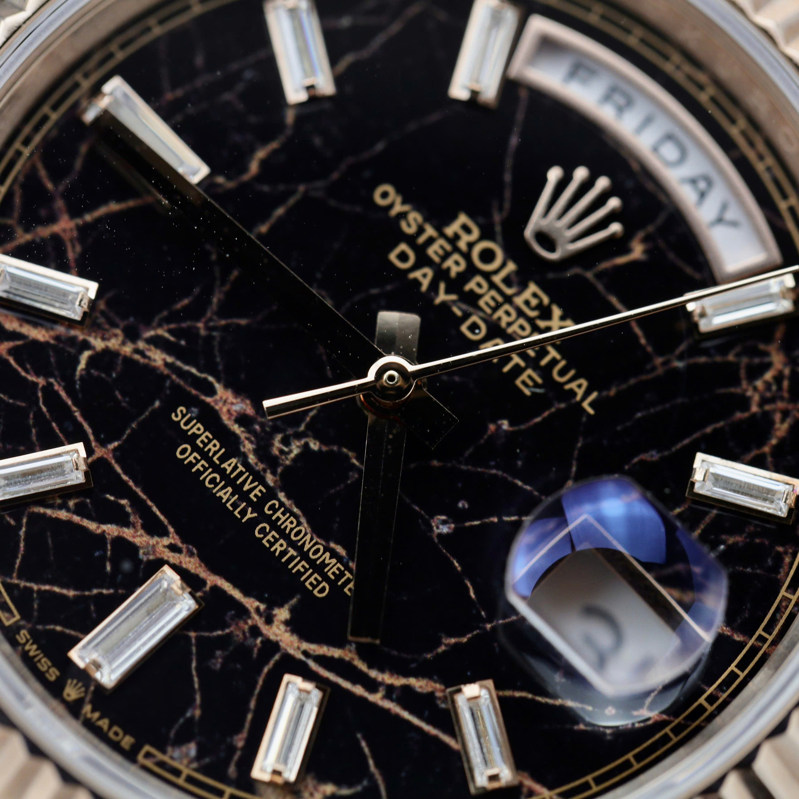 Rolex Day-Date 128235 Replica Watch Dial Eisenkiesel Gold Wrapped Weight 185 Grams QF 40mm (6) Rolex Day-Date 128235 Replica Watch Dial Eisenkiesel Gold Wrapped Weight 185 Grams QF 40mm (2)