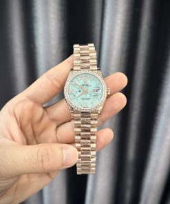 Rolex Day-Date 128235 Turquoise Diamond Dial Gold Wrapped & Moissanite 36mm (5)