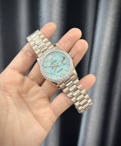 Rolex Day-Date 128235 Turquoise Diamond Dial Gold Wrapped & Moissanite 36mm (5)